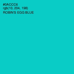 #0ACCC6 - Robin's Egg Blue Color Image